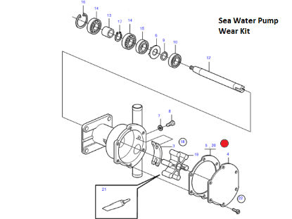 Volvo Penta seawater wear kit, Part Number 21951370